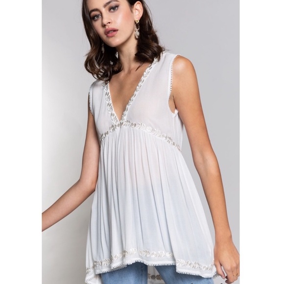 SOLD OUT POL Gorgeous White Babydoll Top with Lace Embroidery - Picture 3 of 8